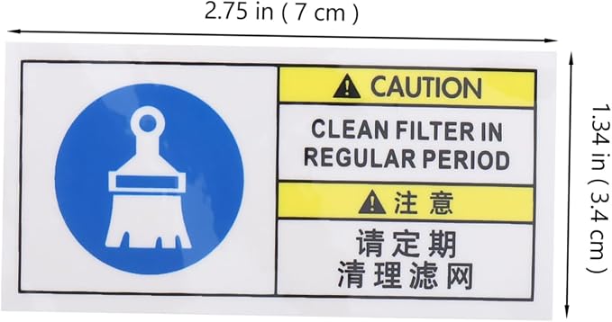 PRETYZOOM Warning Signs Reminder Sticker Filter Cleaning Notice Decal Machinery - Image 2