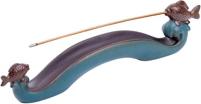 NAGU Cute Incense Holder Fish, Ceramic Incense Stick Holder Double Incense by NTLToolworks
