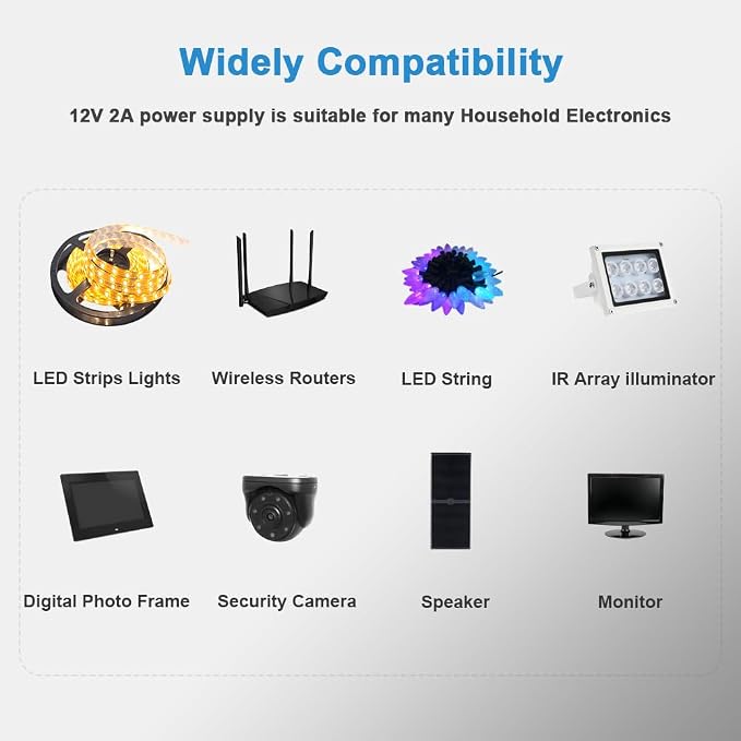 12V 2A Power Supply Adapter DC 12V 24W Charger - Image 2