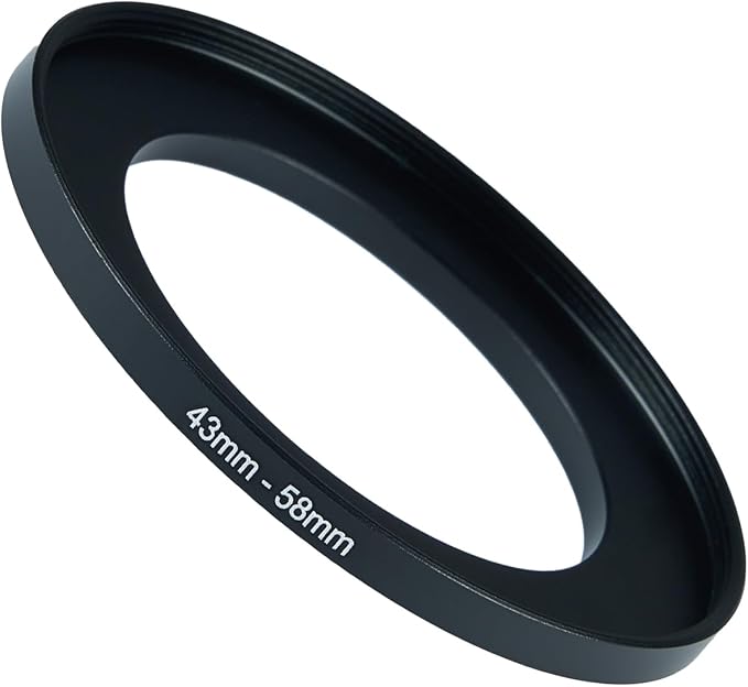 43mm to 58mm Step-up Adapter Rings Filter Adapter Black Metal Step Down Filter by Unknown
