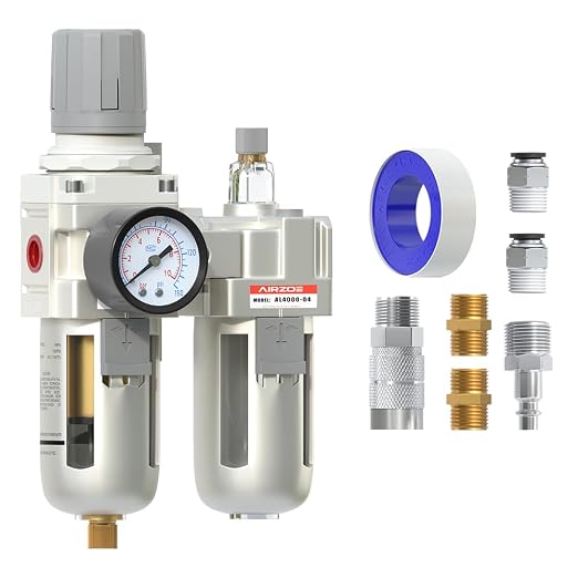 AIRZOE 1/2" NPT Compressed Air Filter Regulator Lubricator Combo, Air by AIRZOE