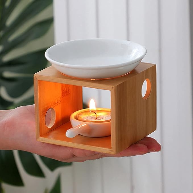 Wooden Essential Oil Burner, Aromatherapy Burner Oil Warmer Diffuser - Image 3