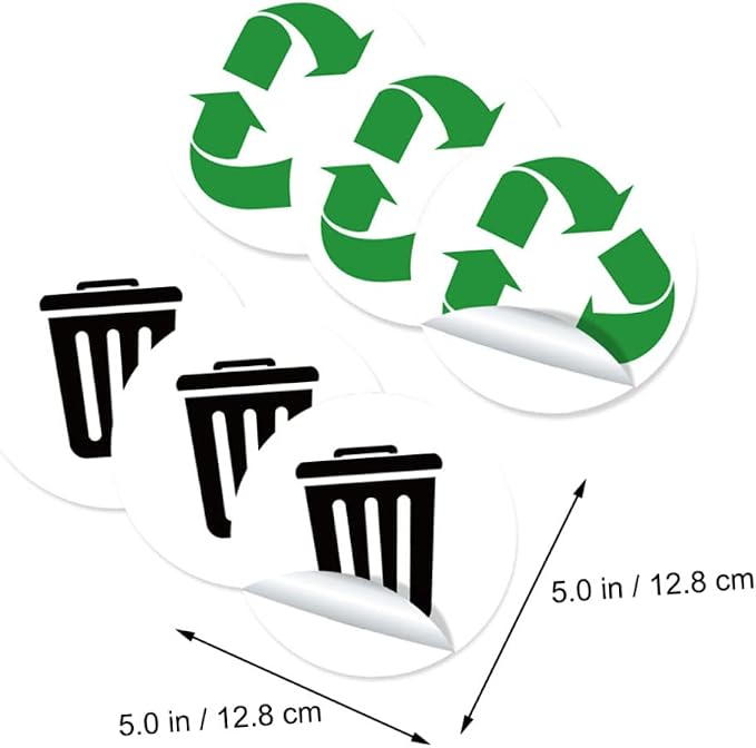 Garbage Sorting Stickers Set 6 Self-Adhesive Waste Classification Labels - Image 3