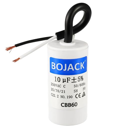BOJACK Run Capacitor 10 uF MFD 250V AC 10 MFD CBB60 2 Wire 50/60Hz Cylinder by BOJACK