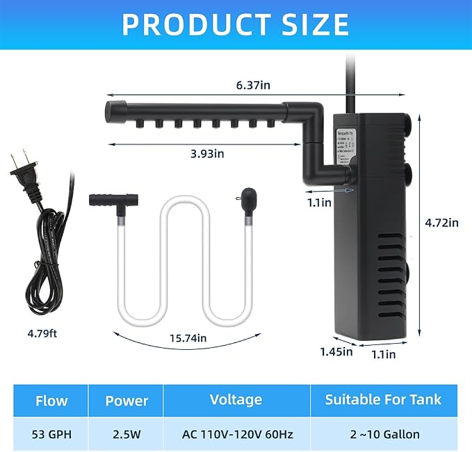 Submersible Internal Aquarium Filter Multiple Function Powerful Pump Fish Tank - Image 2