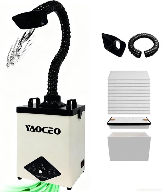 YC100 Solder Fume Extractor, Powerful 105W & Suction 260m³/h, Low-Noise Below by YAOCEO