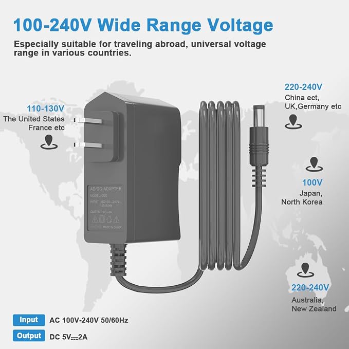 5V 2A Power Supply Adapter 5V 2A Power Supply 100V-240V AC Power Adapter Wall - Image 8