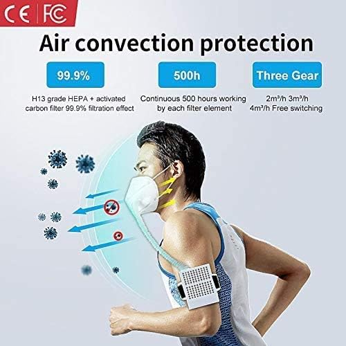 KENGEE Reusable Electrical Air Purifying Respirator, Rechargeable 3 Speeds Fan - Image 3
