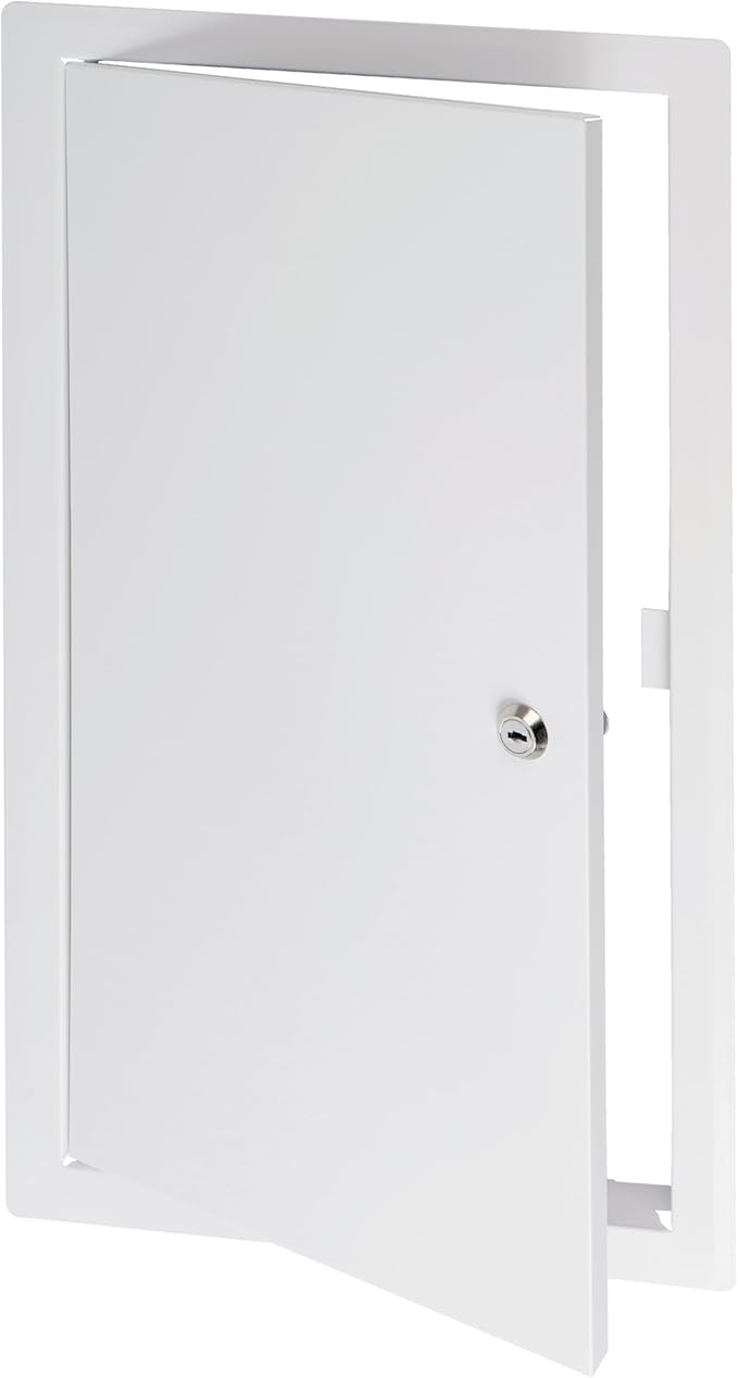 10" x 20" Lockable White Metal Access Panel. Service Shaft Door Panel with Key. Plumbing, Electricity, Heating, Alarm Wall Access Panel for Drywall. Bathroom Services Access Hole Cover.