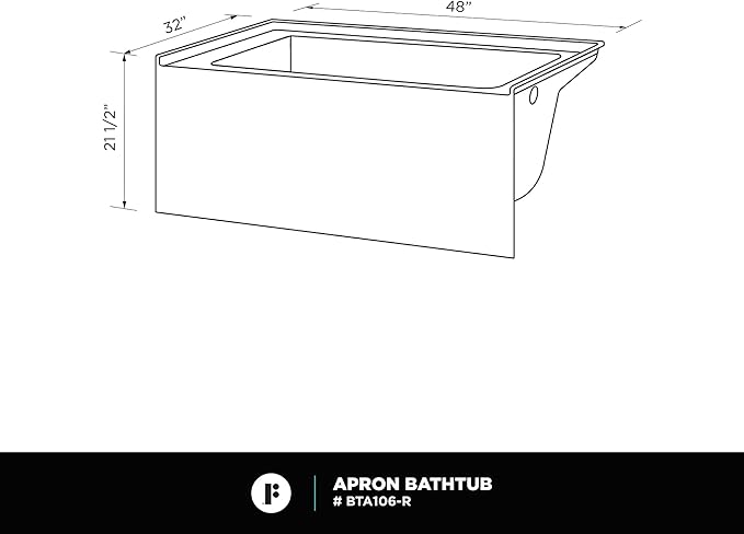 Fine Fixtures Acrylic, Fiberglass Alcove Soaking Bathtub with Integral Apron Front in Glossy White - Right Hand Drain, 48" x 32"