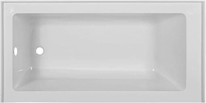 Fine Fixtures Acrylic, Fiberglass Alcove Soaking Bathtub with Integral Apron Front in Glossy White - Left Hand Drain, 72" x 32"