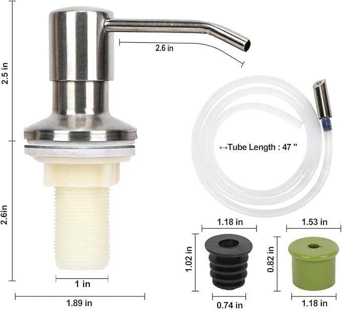 Soap Dispenser for Kitchen Sink,Stainless Steel Countertop Dish Soap Dispenser Pump with 47" Extension Tube