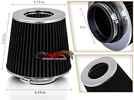 Rtunes Racing Universal Clamp-On Air Intake Filter Dry Washable Cone Air Filter - Image 2