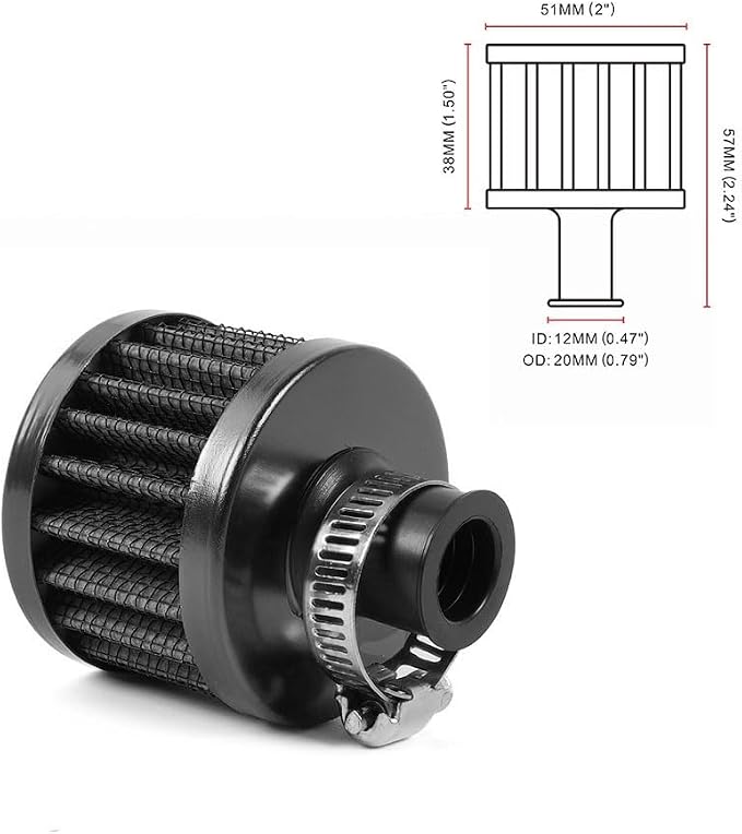 MUGE RACING 2Pcs Air Filter Cold Air Intake Filter Breather 12mm Valve Cover - Image 6