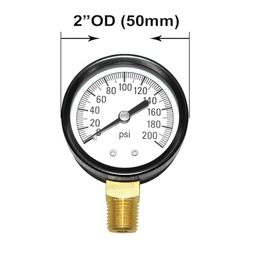Joywayus Pressure Gauge 0 to 200 PSI Brass 1/4" Male NPT Thread Lower Mount - Image 3