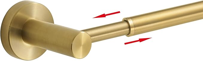 BESy Adjustable 15 to 26 Inch Single Bath Towel Bar for Bathroom SUS304 Stainless Steel Towel Holder, Wall Mount with Screws Hand Towel Bar Rod Hotel Style, Brushed Gold