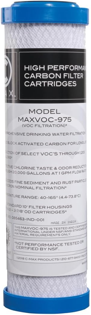 Flow-Pur 10 IN, 1 Micron VOC Carbon Block Filter, Optimize Water Purification by WattsPremier