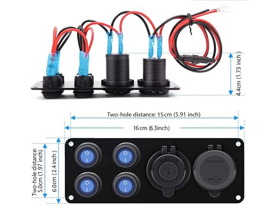 FXC 4 Gang Switch Panel Aluminum + QC 3.0 Dual USB Ports - Image 6