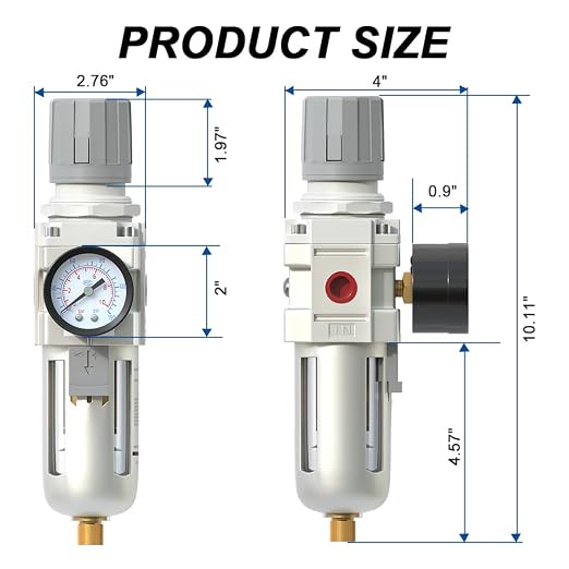 AIRZOE 1/2" NPT Air Filter Regulator Combo Piggyback, 5 Micron Brass Element - Image 2