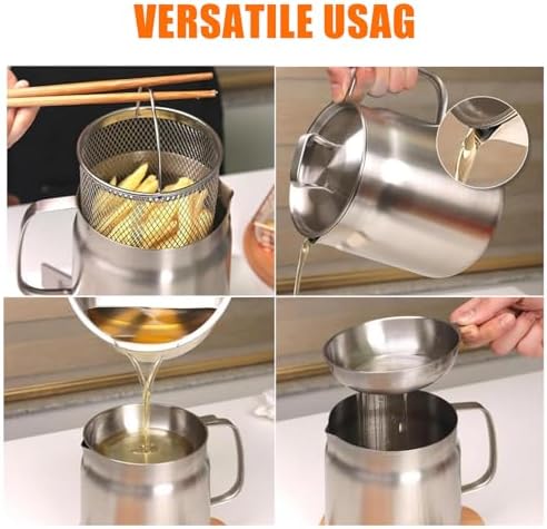Stainless Steel Oil Filter Pot, Home Oil Fryer Strainer, Stainless Steel Oil - Image 3