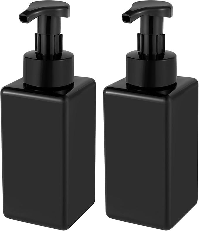 Foaming Soap Dispenser, 22 oz Refillable Pump Bottle Plastic for Liquid Soap, Shampoo, Body Wash, 2 Pcs, Black