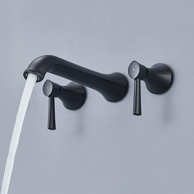 Tub Faucet Wall Mount Roman Tub Filler Black Brass Bathtub Faucets with 2 Handles