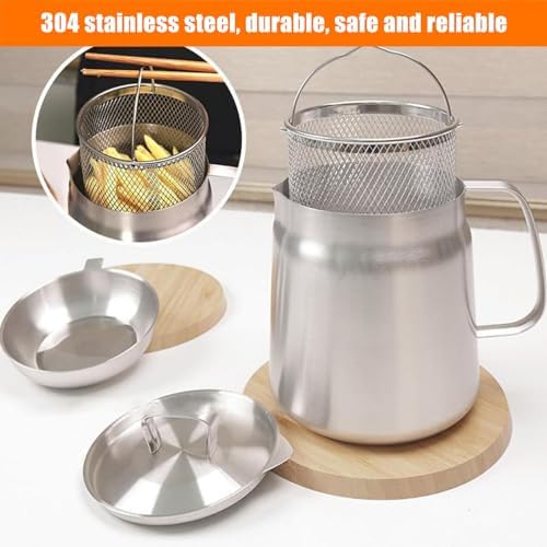 Stainless Steel Oil Filter Pot, Home Oil Fryer Strainer, Stainless Steel Oil - Image 2