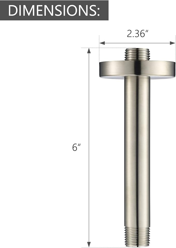 RP61058-SS for 6 inches Anti-leakage Ceiling Wall Mounted Shower Arm and Flanged for American Standard, Brilliance Stainless