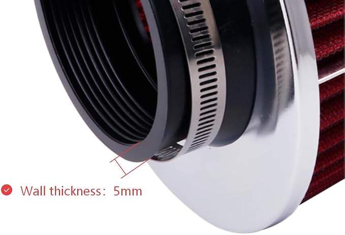 ID4" High Flow Inlet Cold Air Intake Cone Air Filter Replacement Clamp-On Round - Image 6