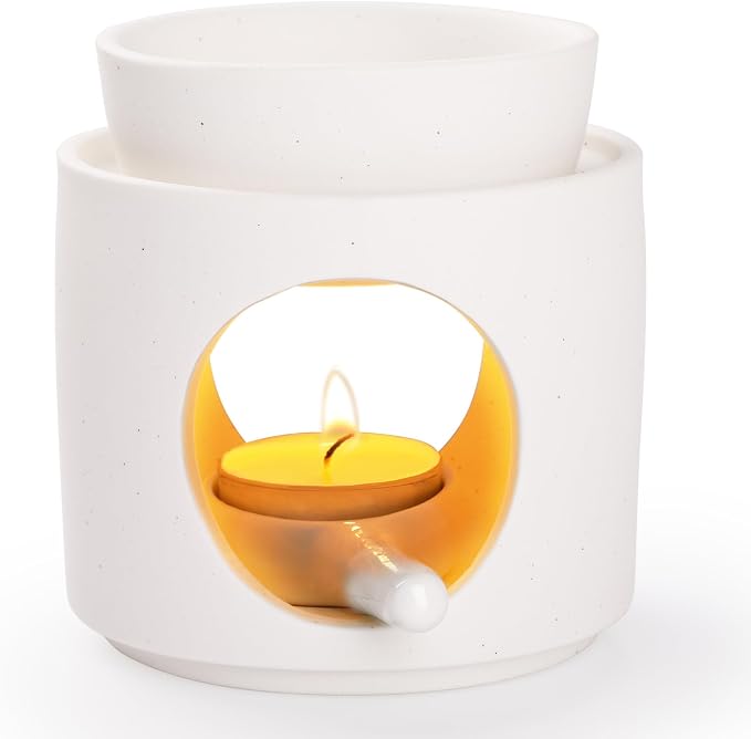 WD&CD Wax Melt Ceramic Oil Burner White, Aroma Diffuser Essential Oil Burner by WD%26CD