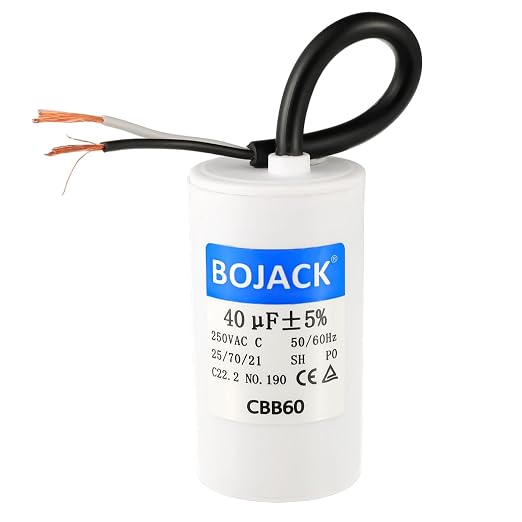 BOJACK Run Capacitor 40 uF MFD 250V AC 40 MFD CBB60 2 Wire 50/60Hz Cylinder by BOJACK