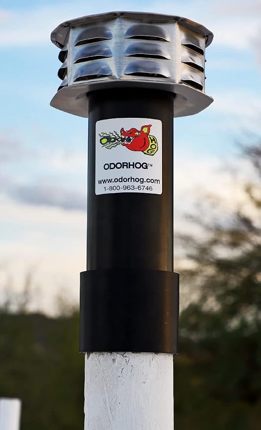 OdorHog Metal Cap Slip On Vent Stack Pipe Filter 3" Black ABS, Removes Outdoor - Image 7