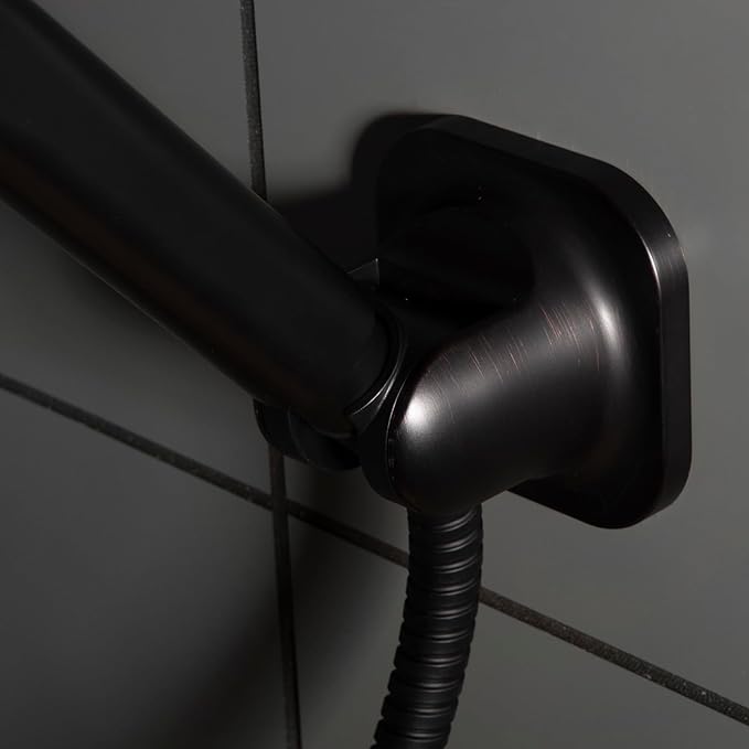 Handheld Shower Head Holder - 5 Positions Adjustable - Clip in - Screw or Adhesive Mount - Bathroom Wall Mounted Shower Wand Holder (Oil Rubbed)