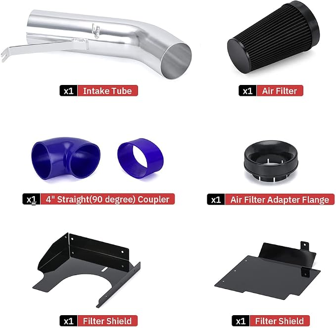 PTNHZ 4" Cold Air Intake Filter w/Heat Shield Kit Compatible - Image 3