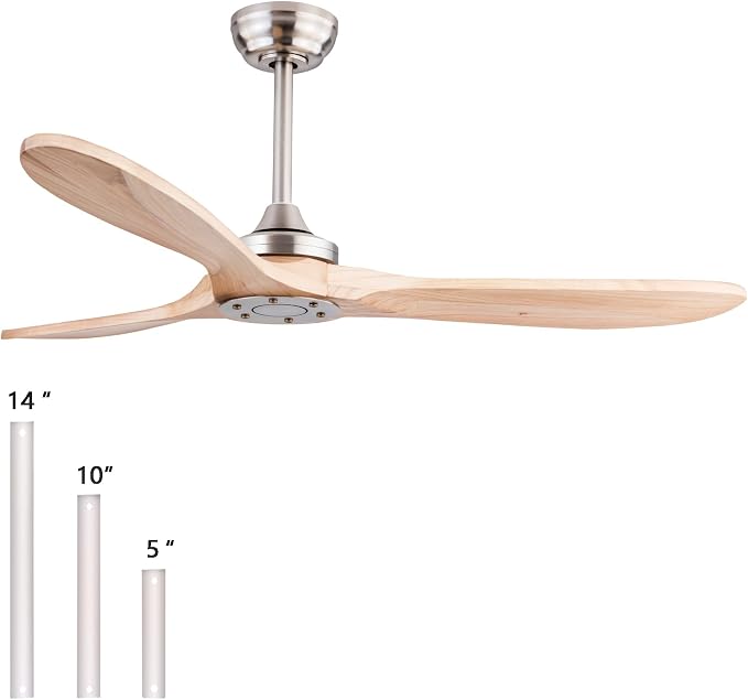 QUTWOB 52" Wood Ceiling Fan No Lights - Image 6