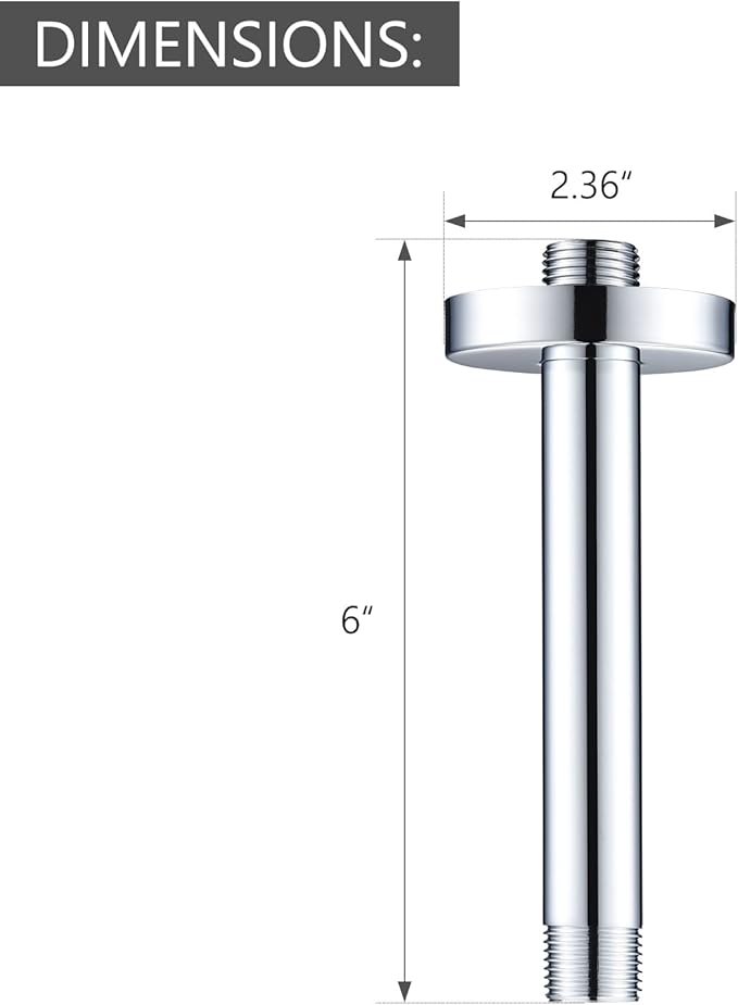RP61058 Replacement for Delta 6 inches Anti-leakage Ceiling Wall Mounted Shower Arm and Flanged for American Standard, Chrome