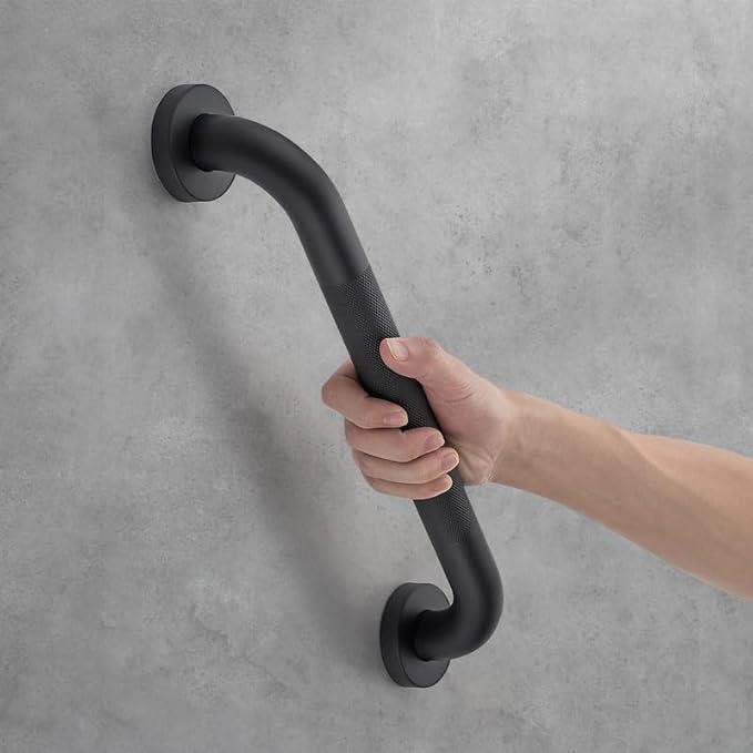 Grab Bars for Shower, 1 Pack 12-Inch Anti Slip Shower Handles for Elderly, Safety Shower Grab Bar, Stainless Steel Handicap Grab Bars for Bathroom (Black 1" Diameter)