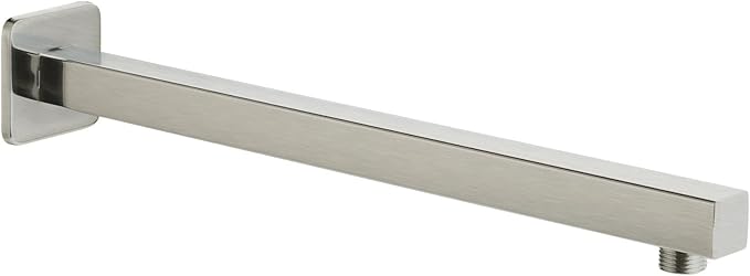 Voolan 20" Square Shower Arm with Flange and Teflon Tape, Extension Shower Head Arm for Bathroom Fixed Shower Head, Solid Stainless Steel, Wall Mounted (Brushed Nickel)