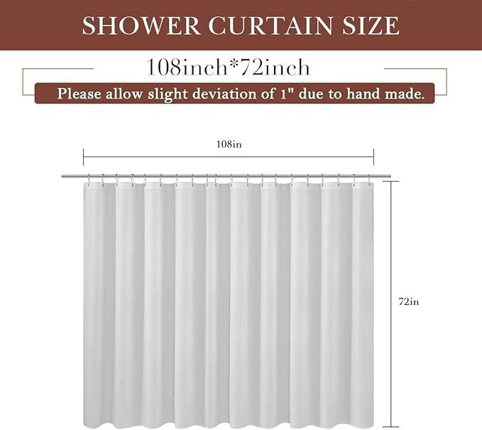 zokyer Clawfoot Tub Shower Curtain Wrap Around 108x72 Inch Extra Wide Oval Claw Foot Clear Liner Round Translucent Transparent Bathroom Decor PEVA Vinyl Hook 18 Pack