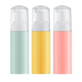 Tekson 3 PCS Soap Foam Bottle (2 oz), Empty Travel Foaming Lash Shampoo for Cleanser, Dispenser (Yellow&Green&Pink Pump)