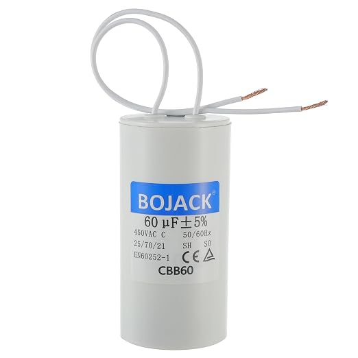 BOJACK Run Capacitor 60 uF 450V AC 60 MFD CBB60 2 Wire 50/60Hz Cylinder Motor by BOJACK