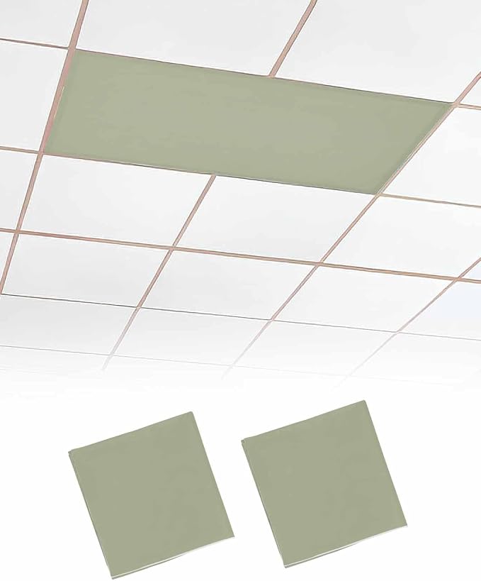 2 Pack Fluorescent Light Cover for Ceiling Lights, Sage Green Magnetic by Unknown