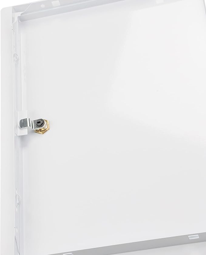 10" x 14" Lockable White Metal Access Door. Service Shaft Panel with Key for Plumbing, Electricity, Heating, Alarm. Bathroom Access Hole Cover