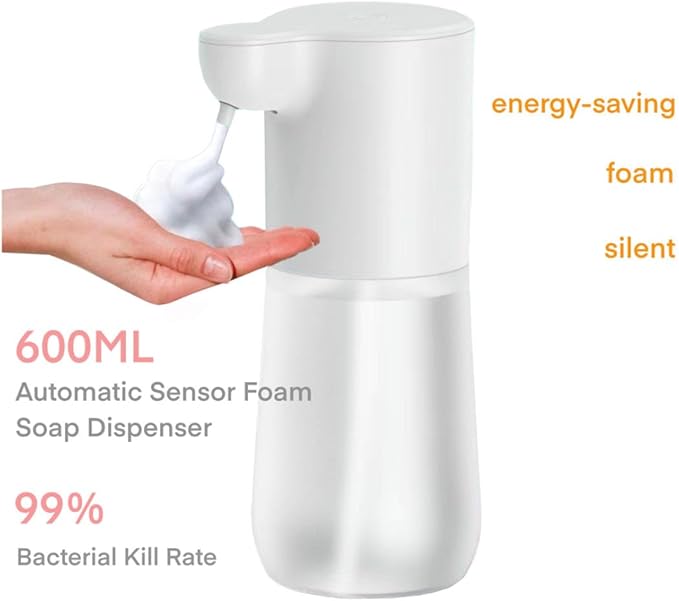 Automatic Soap Dispenser,Touchless Automatic Foaming Soap Dispenser 600ml USB Rechargeable Dispenser，Soap Dispenser Set for Bathroom,Kitchen,Shower…