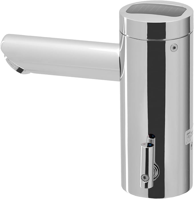 Sloan Optima EAF-275 Sensor Activated Solar Touch-Free, Commercial Grade with Mounting Hardware - 0.5GPM Solar Powered, Deck-Mounted Mid Body, Polished Chrome Finish, 3335017