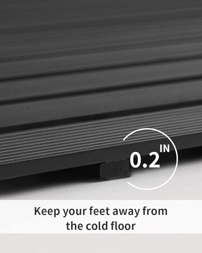 Shower-Mat Non Slip, PADOOR Heavy Duty Bathtub-Mat Curlable Quick Drain Sturdy Bath Tub Mat Without Suction Cups for Indoor Outdoor Use 17x36 Inch Black