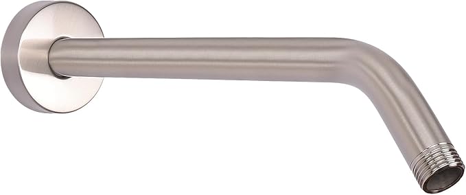 HarJue Shower Arm with Flange and Teflon Tape, Wall Mounted Shower Pipe 304 Stainless Steel Extension Arm for Fixed Shower Head & Handheld (12 Inches, Brushed Nickel)