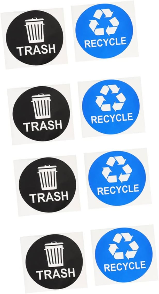 8pcs Trash Can Bathroom Labels Waste Sorting Stickers Garbage Classification by JEWEDECO
