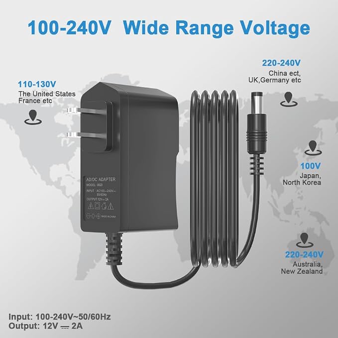 12 Volt 2A Power Adapter Supply AC to DC 2.1/2.5mm X 5.5mm Plug 12v 2 Amp Wall - Image 6
