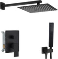 Shower Faucet Set 16 Inch Wall Mount Rain Shower System, All Metal Shower Fixtures - Matte Black